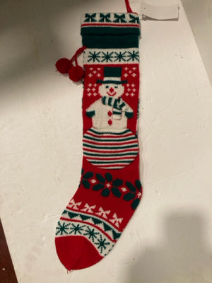 Stocking Red/white Snowman Holiday Item