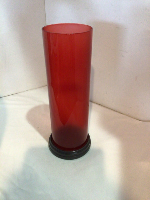 Cylinder Red Glass Candle Holder