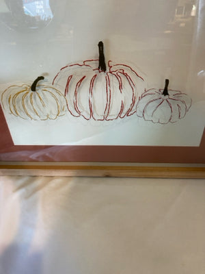 Fall Orange/White Pumpkin Framed Art