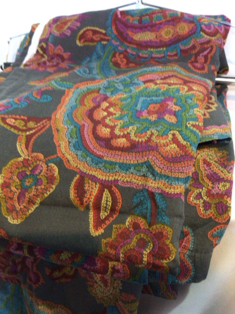 Pair Brown/Multi Draperies/Curtains