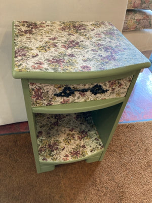 Painted Wood Drawer Green Nightstand