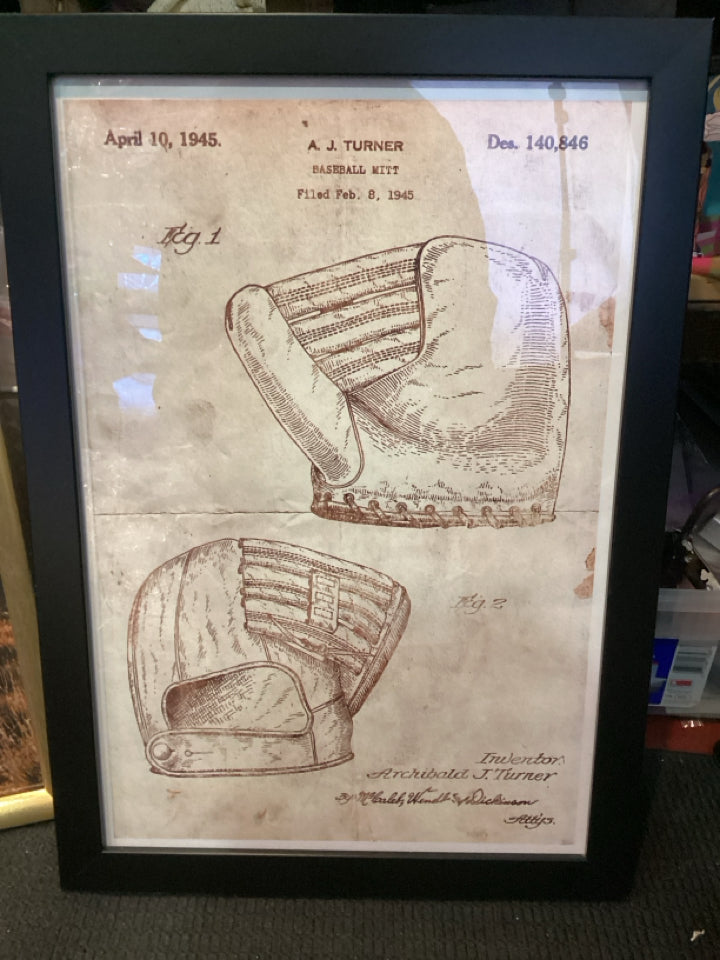 Sepia Baseball Framed Art