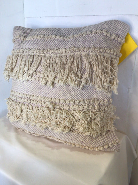 Safavieh Cream Cotton Fringe Pillow
