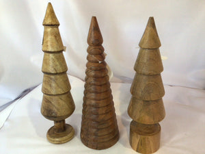 Set of 3 Brown Wood Trees Holiday Item