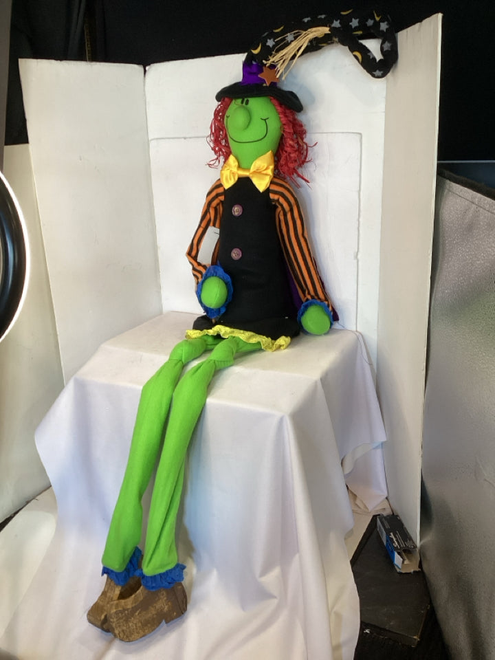 Halloween Black/Multi Felt Witch Whimsical Holiday Item