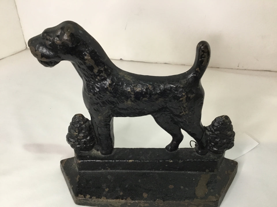 Vintage Black Iron Dog Doorstop