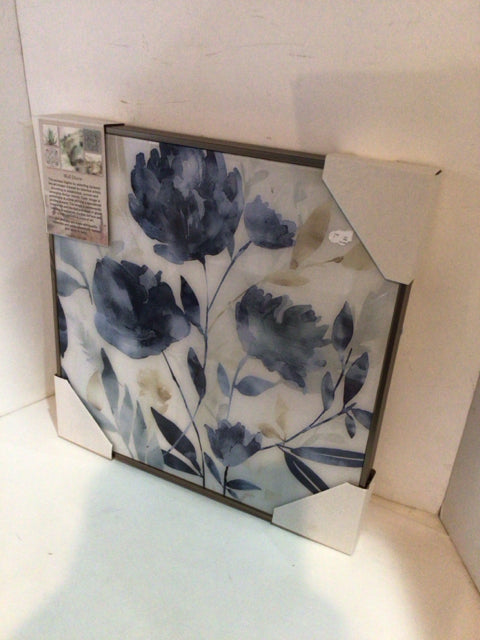 Blue/White Flowers Framed Art