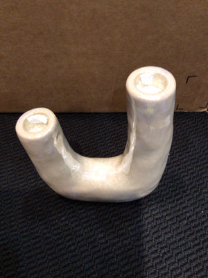 Cream Ceramic Double Candlestick