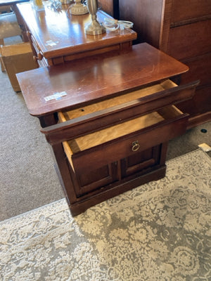 Wood 2 Drawers 2 Door Brown Nightstand