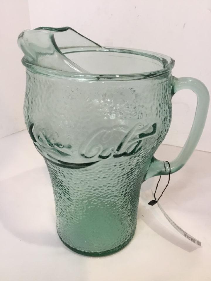 Green Glass Coca Cola Pitcher