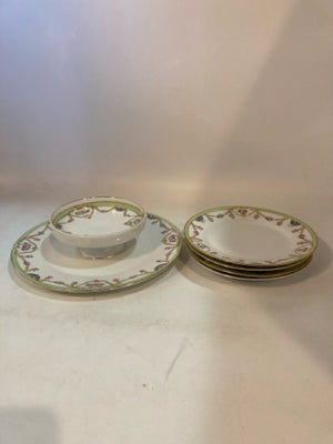 Noritake White/Green Ceramic Floral 4 Pieces Dish Set