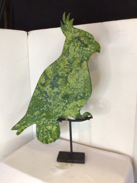 Green Metal Bird Sculpture