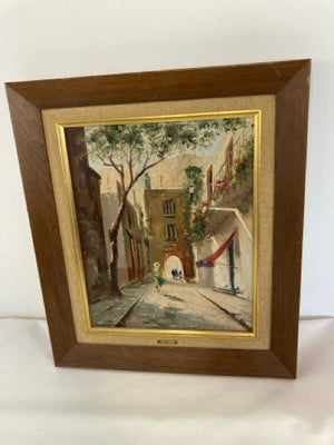 Signed Painting Brown/Multi City Scape Framed Art