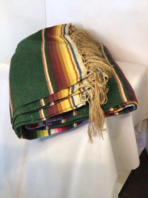 Mexican Multi-Color Wool Striped Throw