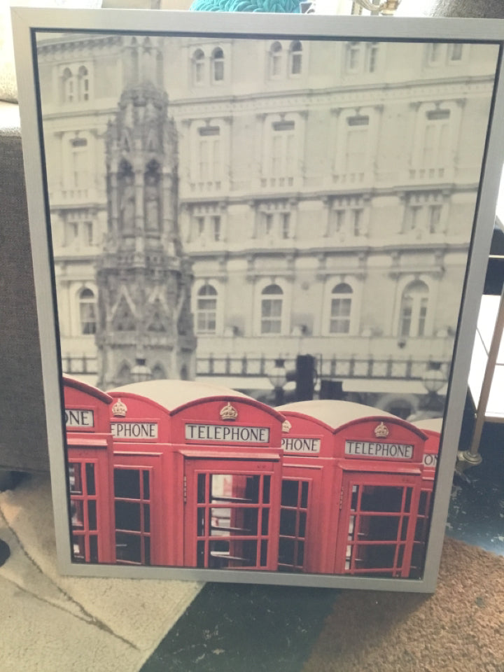 Red/Gray City Scape Framed Art