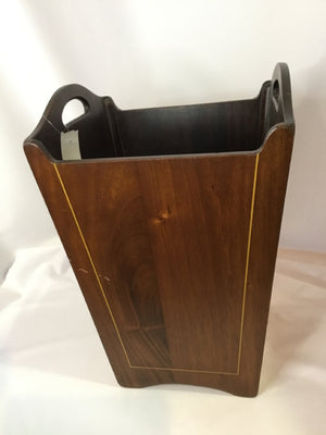 Vintage Brown Wood Handles Waste Basket