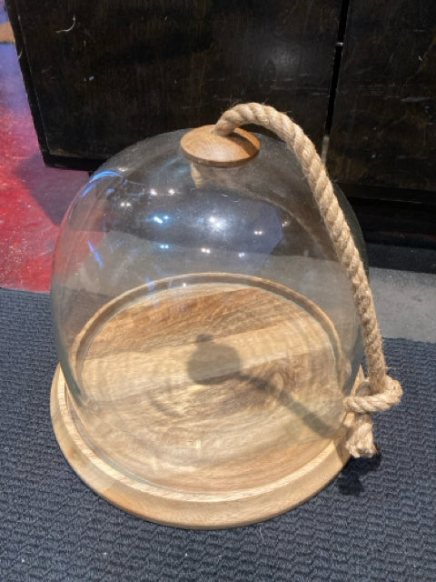 Tan Wood/Glass 2 Piece Cloche