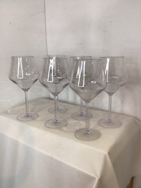 Wine Clear Plastic Set of 6 Glasses