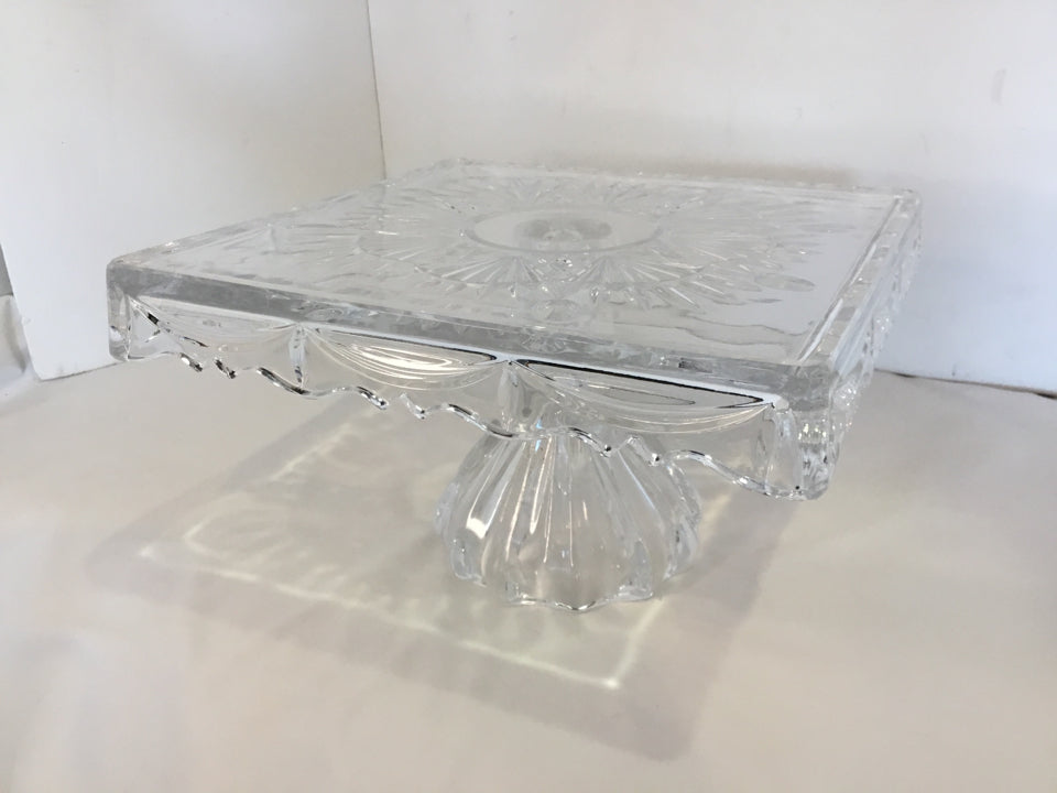 Pedestal Clear Glass Square Cake Plate/Stand