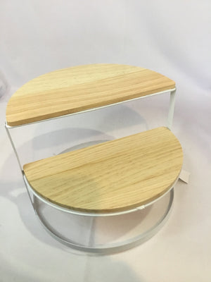 Mini White Wood/Metal 2 Tiers Shelf