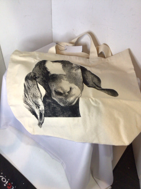 Black/White Canvas Goat Tote