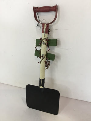 Blue/White Metal Shovel Snowman Holiday Item