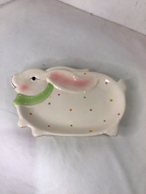 Studio 3B Easter White/Multi Ceramic Bunny Plate