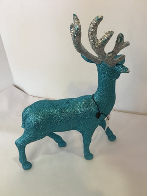 Blue Glitter Reindeer Holiday Item