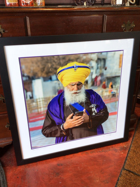 Signed Blue/Yellow Man Framed Art