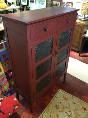 Ethan Allen Vintage Red Pie Safe 2 Door Cabinet