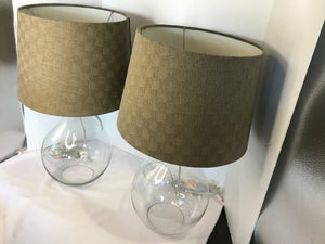 Clear/Brown Glass Lamp Set