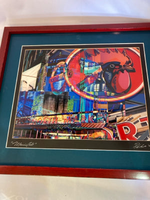 Signed Red/Multi Columbus Framed Art