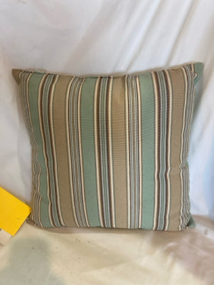 Green/Brown Poly Blend Striped Pillow