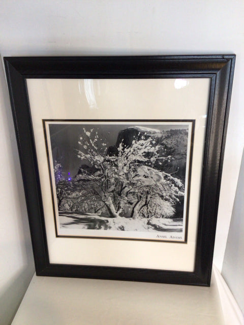 Ansel Adams Black/White Mountains Framed Art