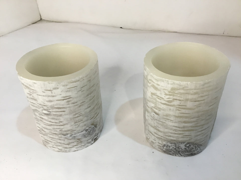 Battery Operated White Wax Pair Candle Set