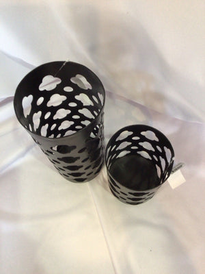 Black Metal Pair 2 Sizes Candle Holder