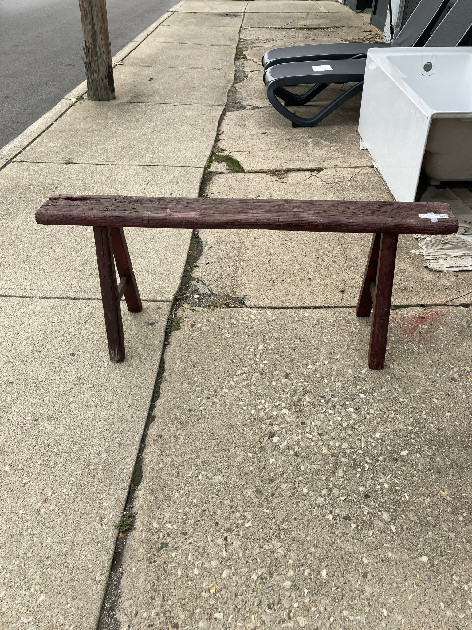 Vintage Rustic Wood Brown Bench
