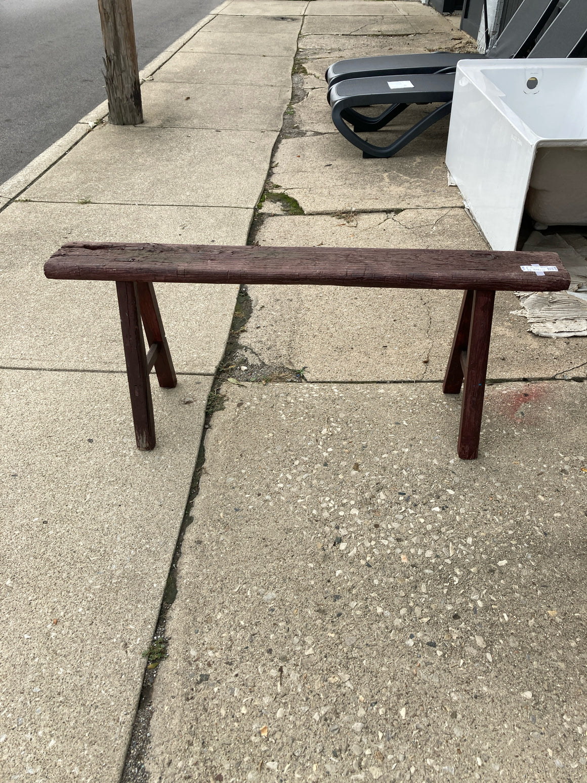 Vintage Rustic Wood Brown Bench