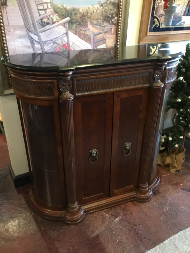 Bombay Brown Wood/Glass Marble Top Cabinet