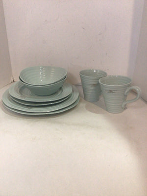 Portmeirion Pair Aqua Porcelain Dish Set