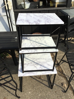 Nesting Faux Marble Set of 3 Gray/White Table