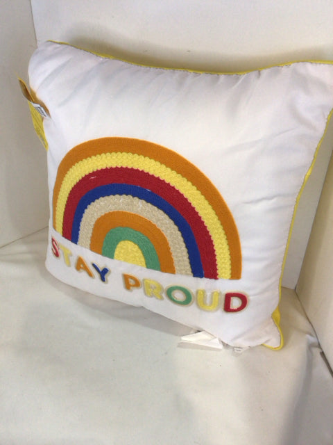 White/Yellow Rainbow Pillow