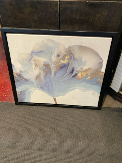 White/Blue Floral Framed Art