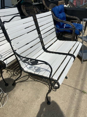 Black/White Metal Framed Outdoor/Outside Bench