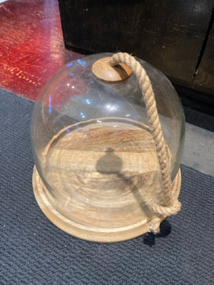 Tan Wood/Glass 2 Piece Cloche
