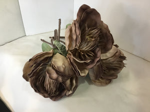 Brown Magnolia Set of 3 Faux Flowers