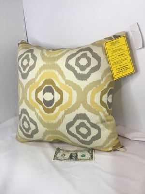 Throw Gold/Gray Cotton Ikat Pillow