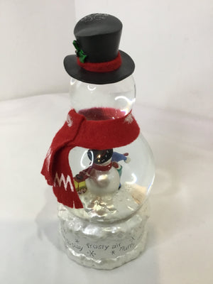 Snow Globe Red/white Glass Snowman Holiday Item