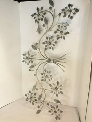Crystal Floral Hanging Metallic Wall Decoration Art
