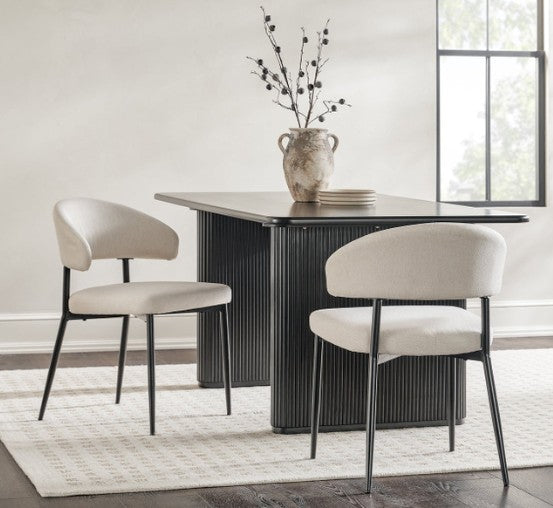 Havenly Modern Wood Pair Cream Chair Set 54EYSDK8